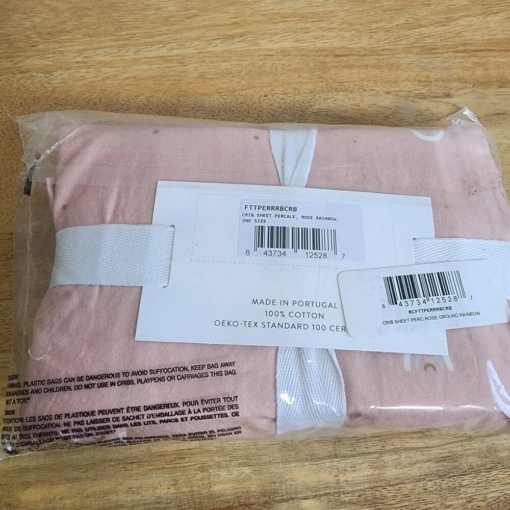 Parachute X Rylee + Cru Fitted Crib Sheet Percale Rose Rainbow Pink Cotton New
